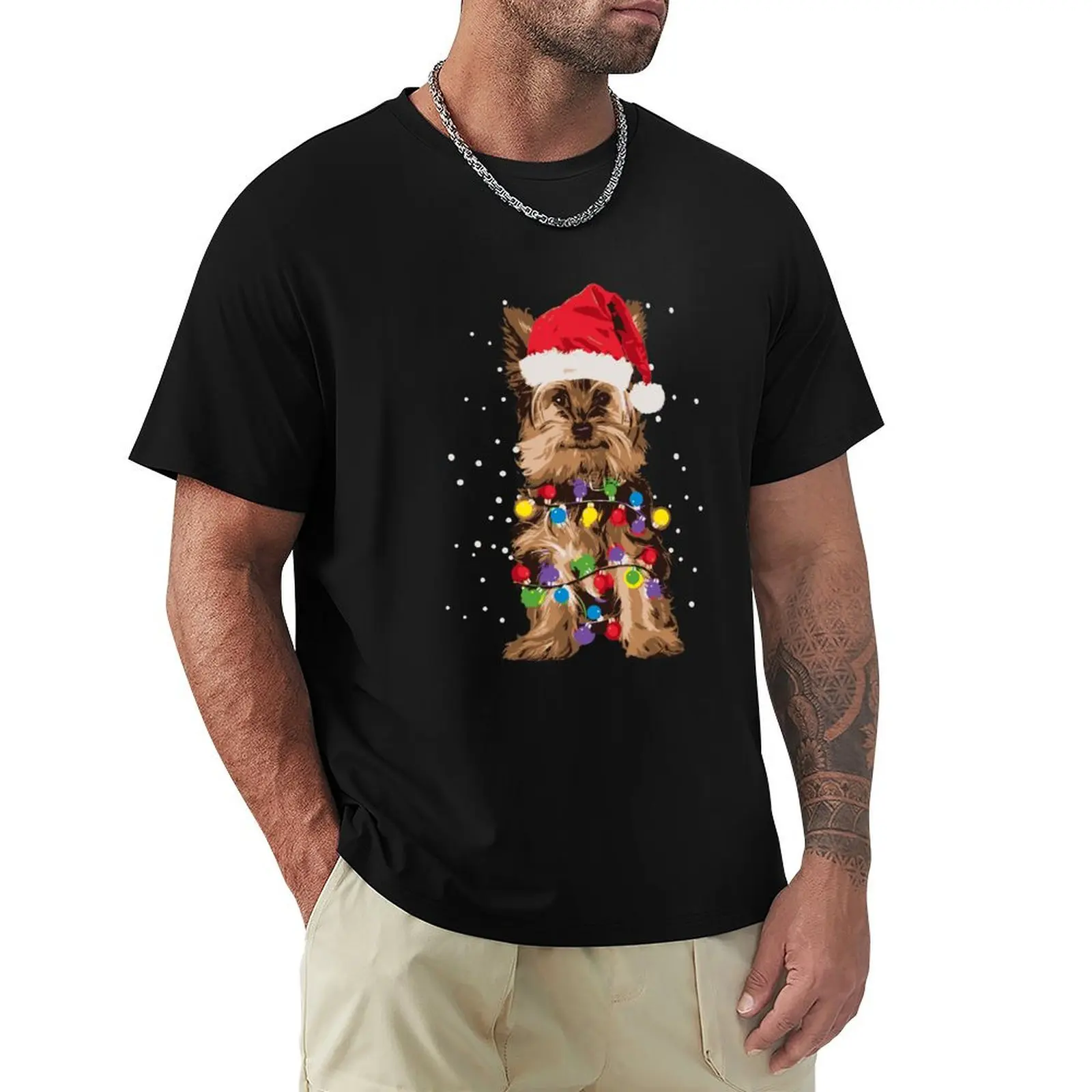 

Yorkie Christmas T-Shirt Yorkie Dog Xmas Gift T-Shirt clothes tops mens cotton t shirts