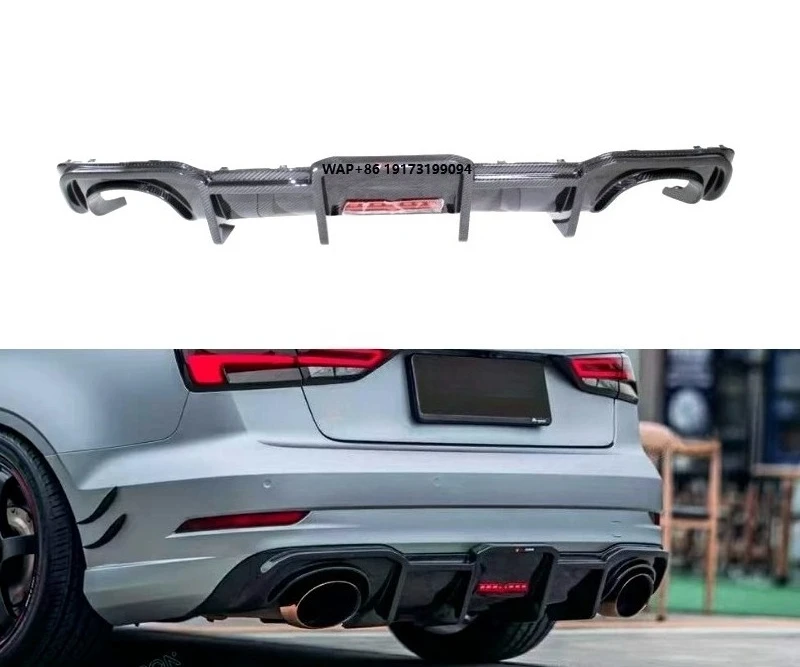 

TAKD Dry Carbon Fiber Material 3K Twill Weave Rear Bumper Lip Car Spoiler Splitter Diffuser Rear Lip for RS3