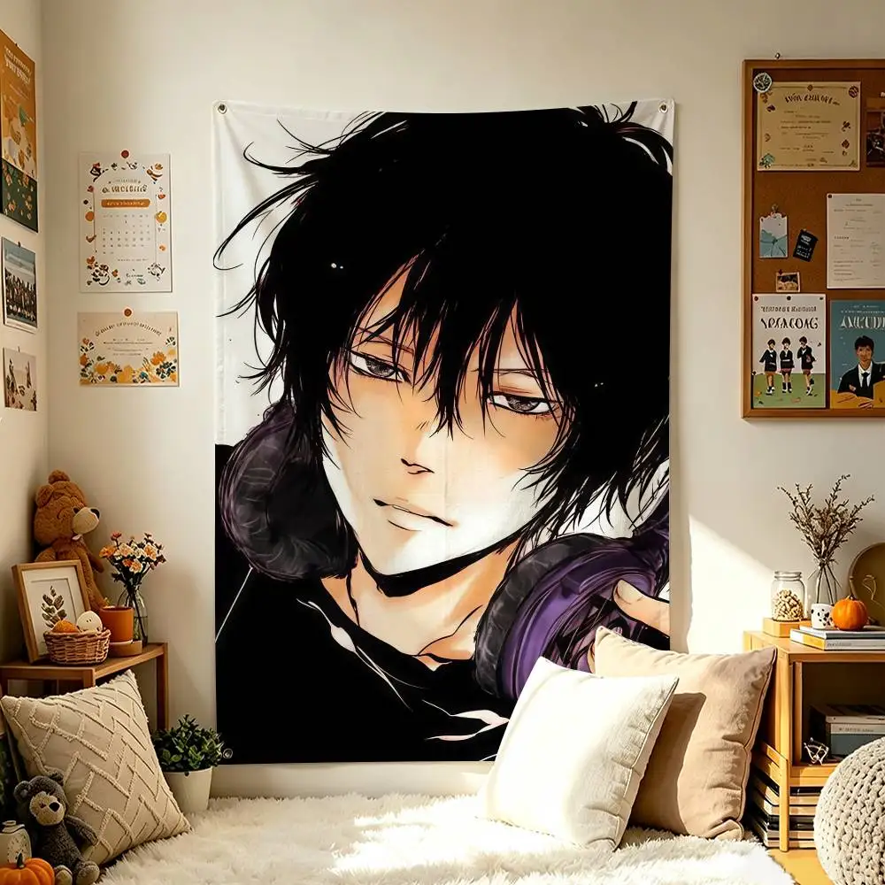H-HITMAN R-REBORN Hibari K-Kyoya Anime Home Decor Vertical Flags Indoor Outdoor Hanging Decor for Bedroom Living Room Wall Decor