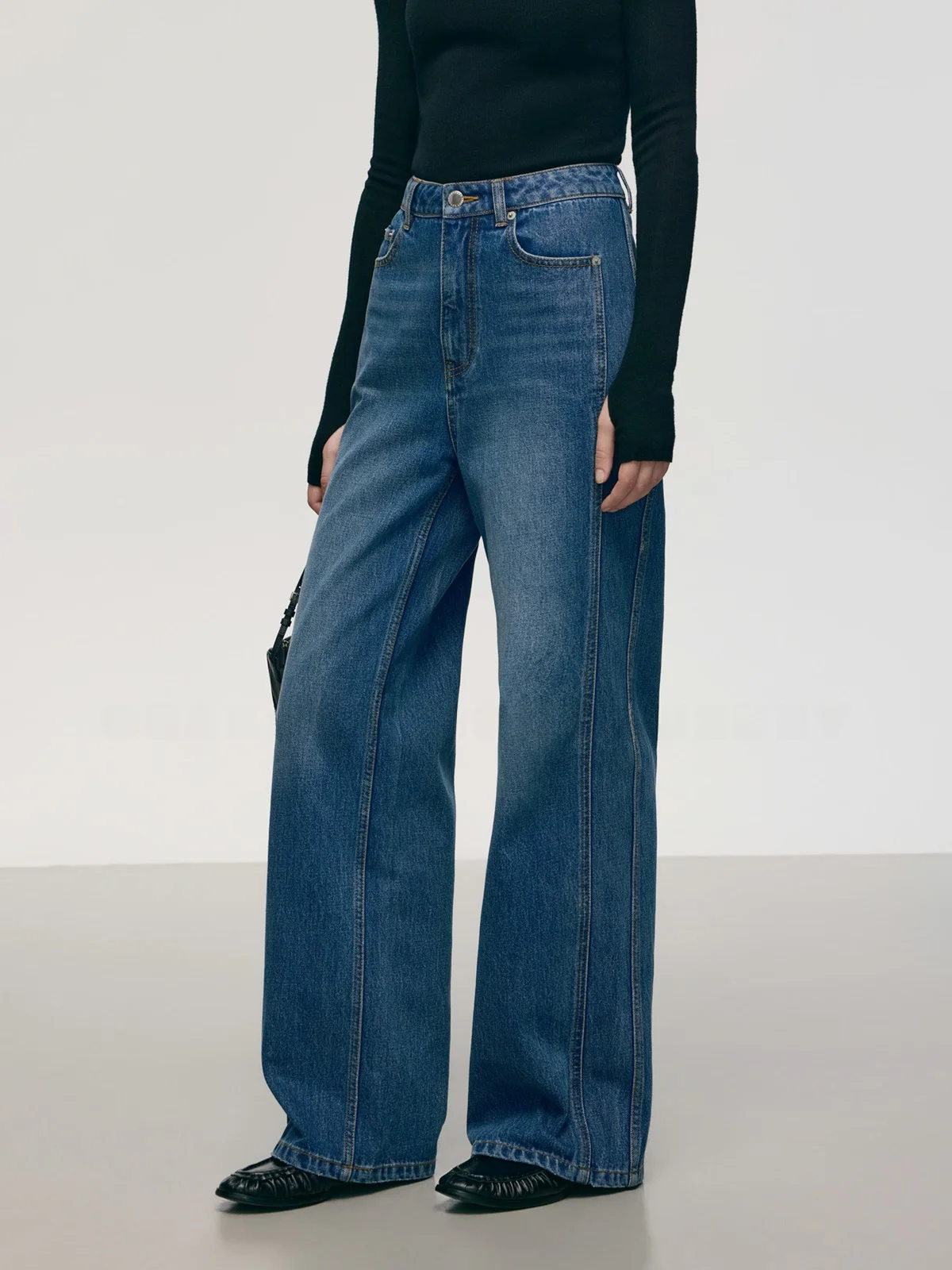 

Джинсы прямого кроя с высокой талией и широкими штанинами, высококачественные утягивающие джинсы свободного покроя, повседневные джинсовые синие для женщин