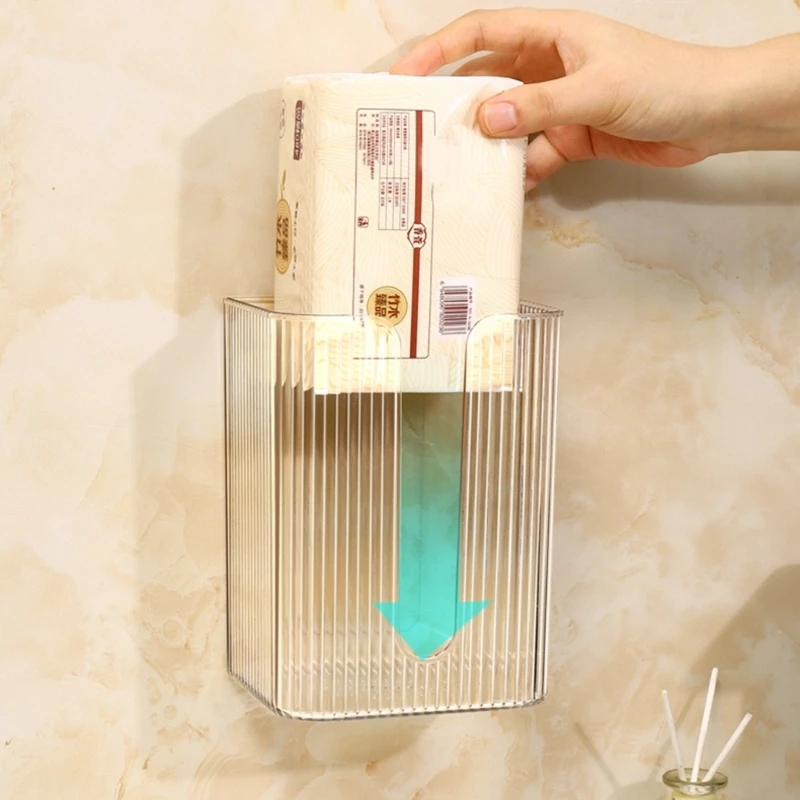 

Practical Wall Fixed Tissue Box Holder Stylish No Drilling Paper Towel Dispenser