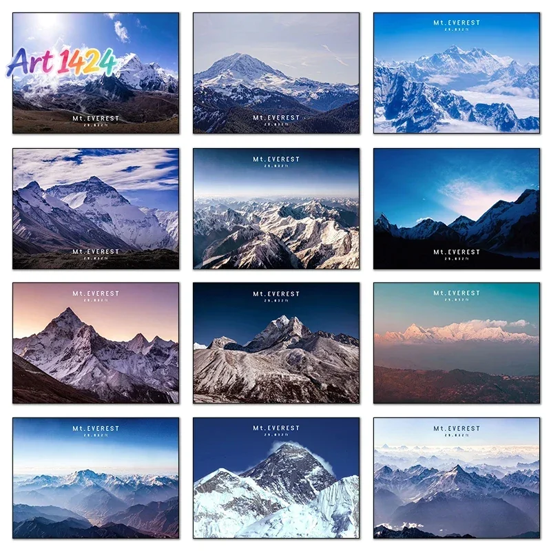 Mount Everest Poster Worlds Tallest Mountain Art Landscape Print Panoramic Canvas Painting Living Room Home Wall Decor Mural