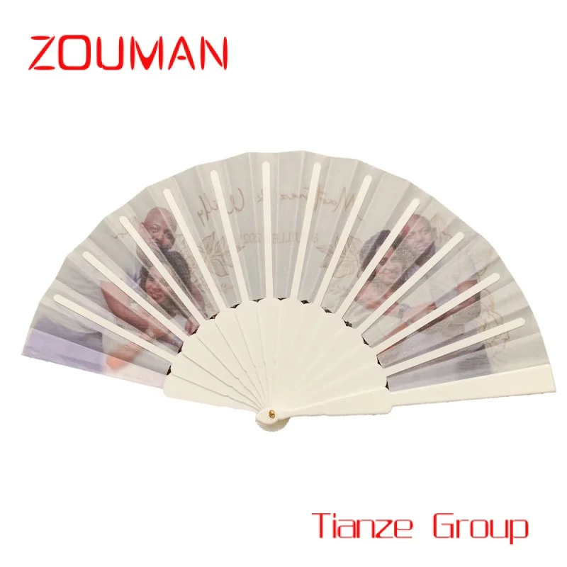 Personalizado Folding Hand Fan para o presente do casamento, MOQ pequeno, nomes da noiva e do noivo, convite Africano