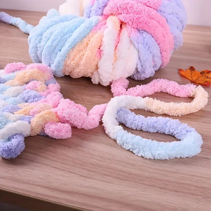 Ice Strip Thread Thick Wool Ball Handmade DIY Woven Scarf Yarn Hand-woven Carpet Hook Thread Fluffy Weaving Yarn