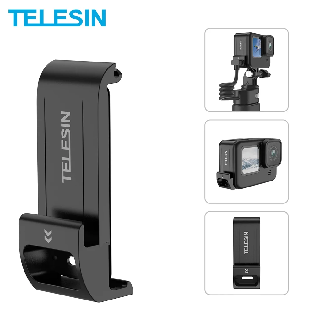 TELESIN For GoPro13 GoPro12 Waterproof Side Cover Easy Removable Type-C Charging Cover Port For GoPro Hero 9 10 11 12 13 Battery