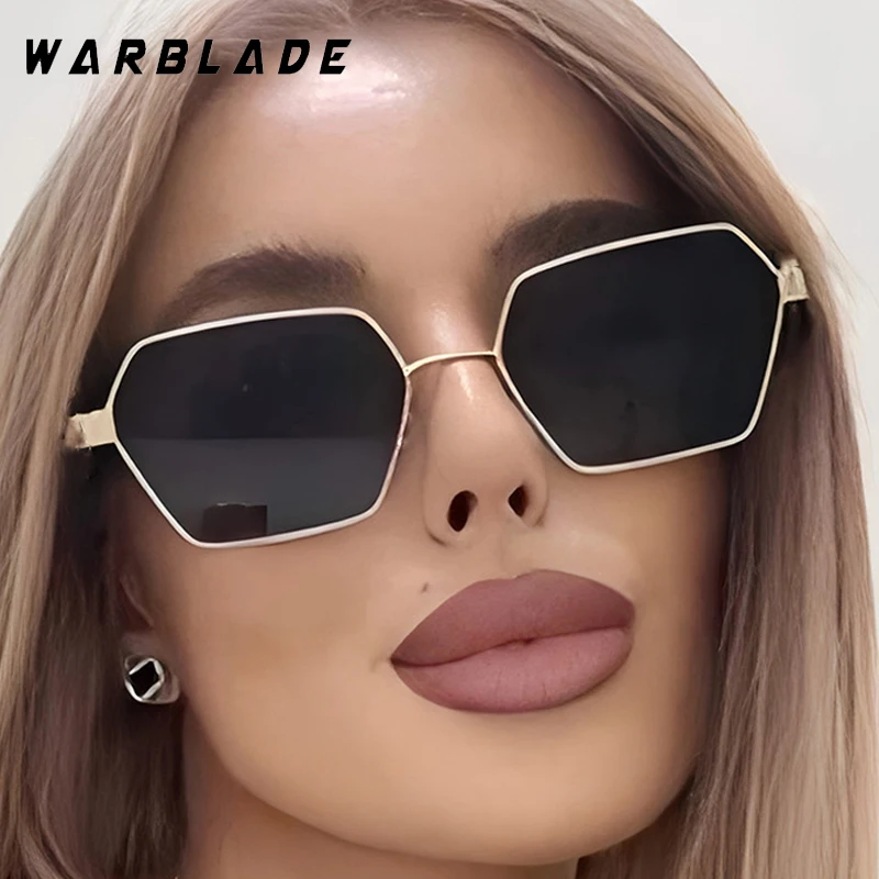 

Fashion Metal Polygonal Women's Sunglasses Trend Luxury Design Metal Big Frame Men Sunglass Outdoor Driving UV400 Eyewear Lentes