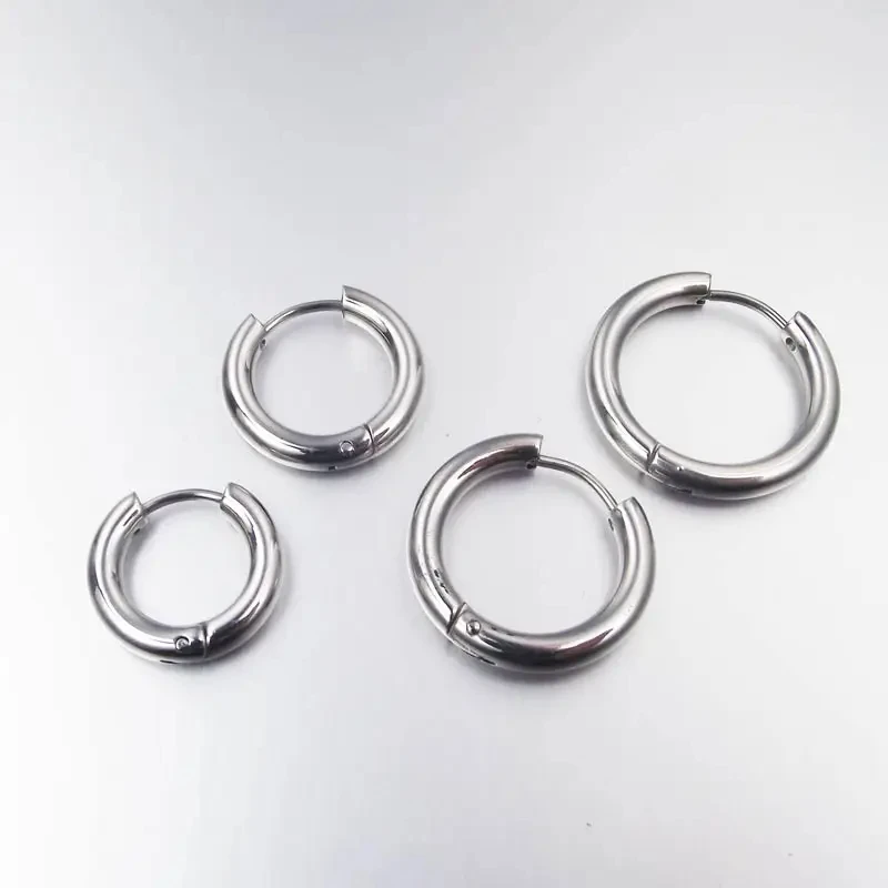 2 Pieces 4mm thickness Stainless Steel Earring Cute Big Crude Circle Earring Hoop Earrings Huggie Jewelry Men Women Gift