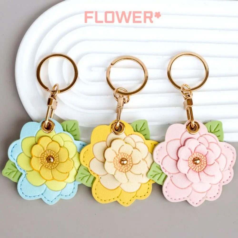 Hydrangea Design Access Control Card Cover Practical Hanging Accessories Key Tag Ring PU Anti-Drop for Airtag Protective Cover