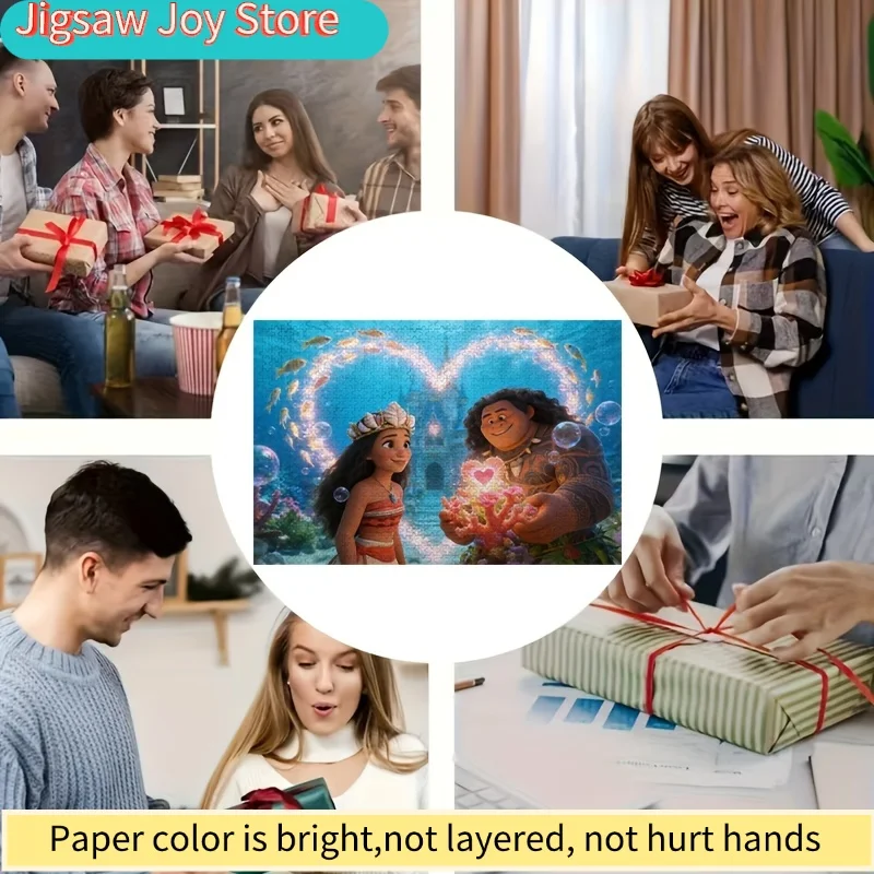 2D Flat, 1000pcs Disney Moana & Maui Puzzle Suitable for & - Underwater Heart Castle, Moana and Maui, Official Disney Movie, C