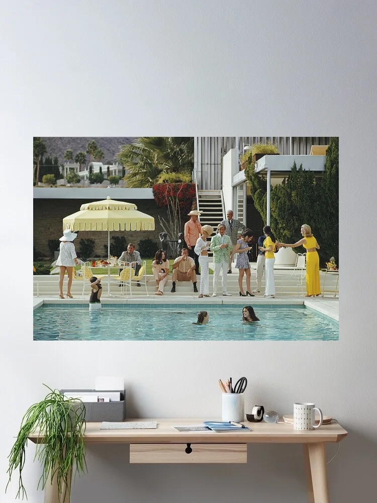 Slim Aarons - 'Saint-Tropez' France (Estate Stamped Edition), Print Art Canvas Poster, For Living Room Decor, Home Wall Picture