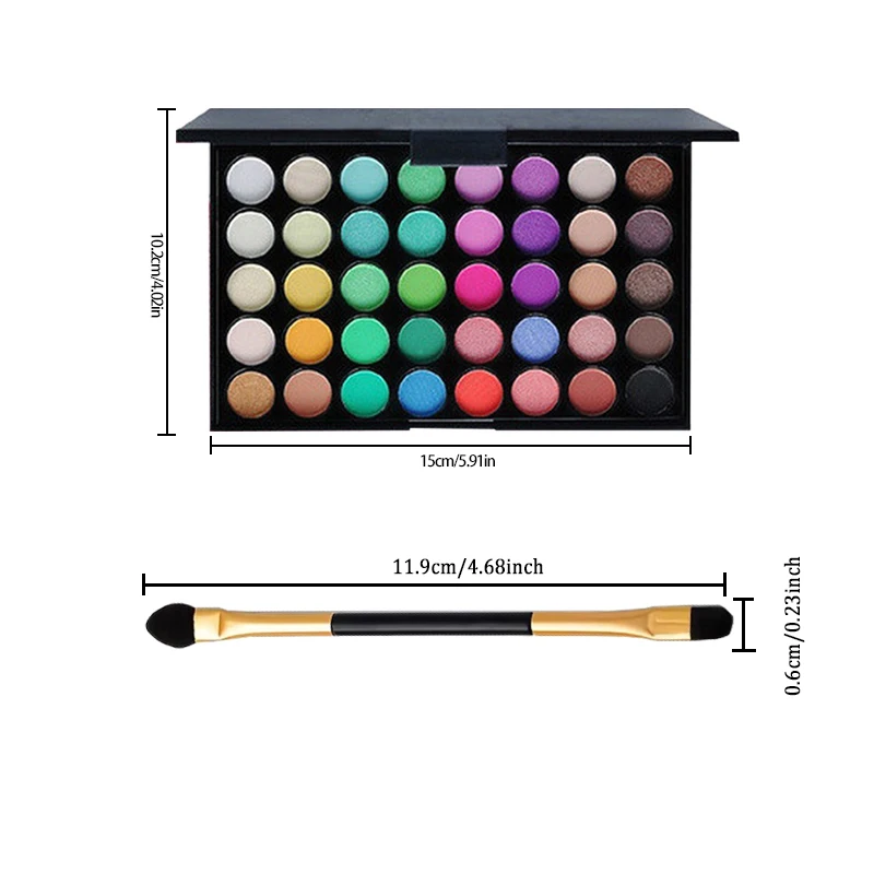 브러시가 포함된 40색 아이섀도 팔레트 - 쉬머 & 매트 색조, 어스 톤 & 부드러운 색조, 자연스러운 전문 메이크업 키트