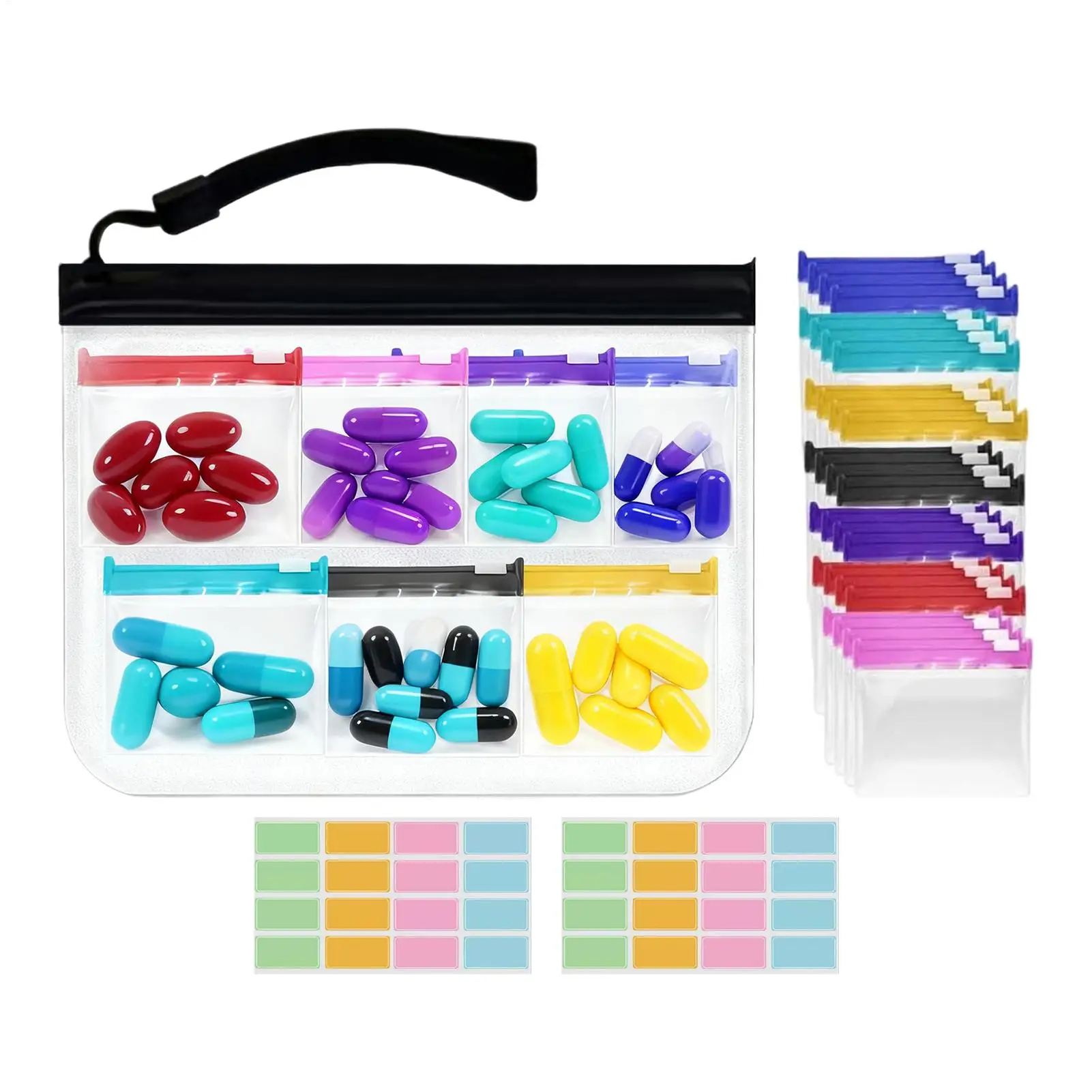 Pill Pouches Medication Storage With Slide Lock Pill Pouch Organizer For Women Men Supplement Fish Oils Daily Home Work Trip