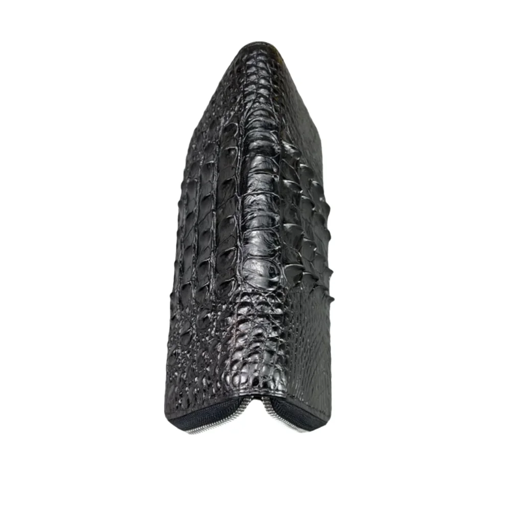 Real crocodile leather men's long handbag rare real crocodile leather made of zipper closure with card bag and change bag