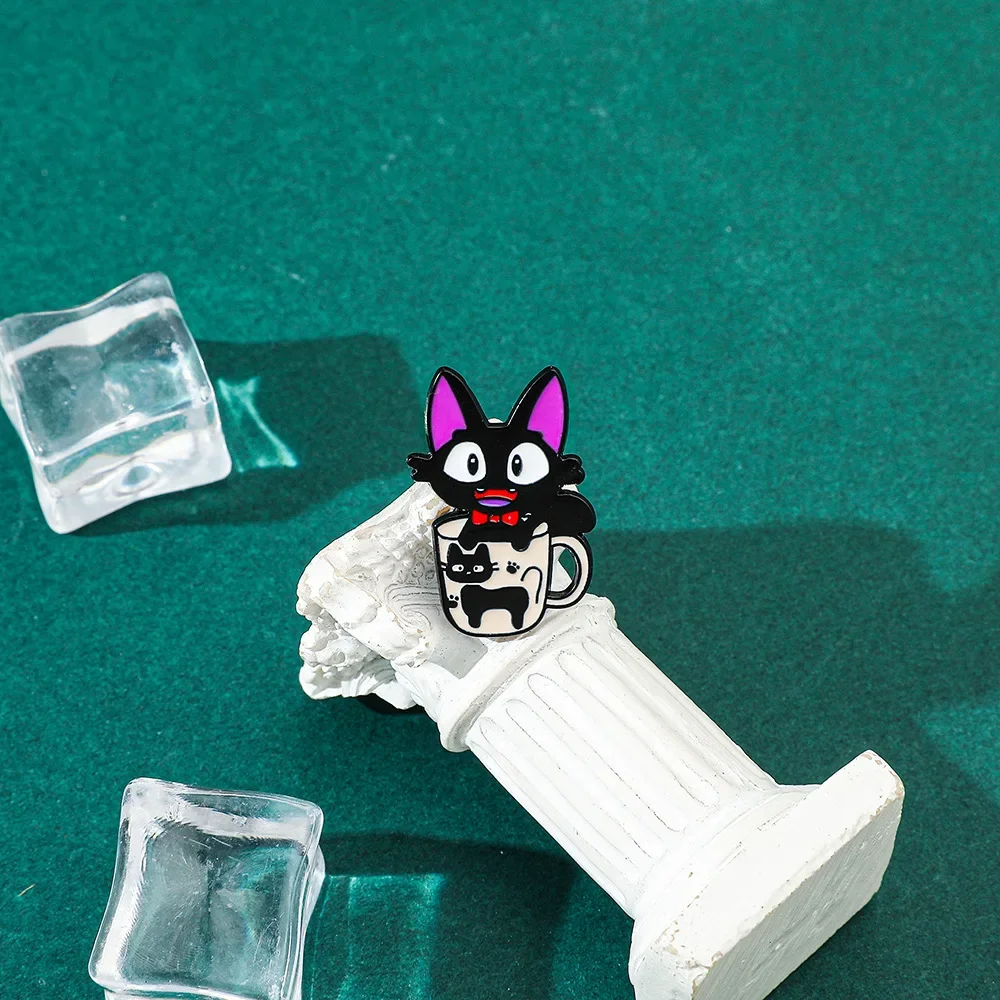 Niedliche Cartoon-Katze, schwarze und weiße Katze, Brosche, kreative Persönlichkeit, lustig, trendig, Kätzchen, Metalllegierung, Tropfabzeichen, Tasche, Kleidung, Anstecknadel – Detail 11