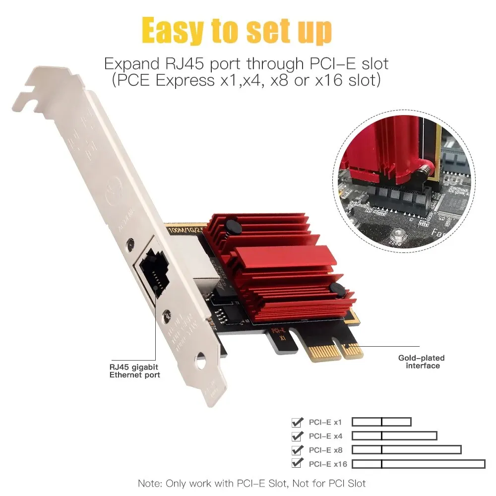 FENVI-Carte réseau 2.5G PCI-E vers RJ45, puce RTL8125B, 100/1000Mbps, 2.5Gbps, adaptateur de contrôleur LAN filaire Ethernet pour Win7/8/10/11