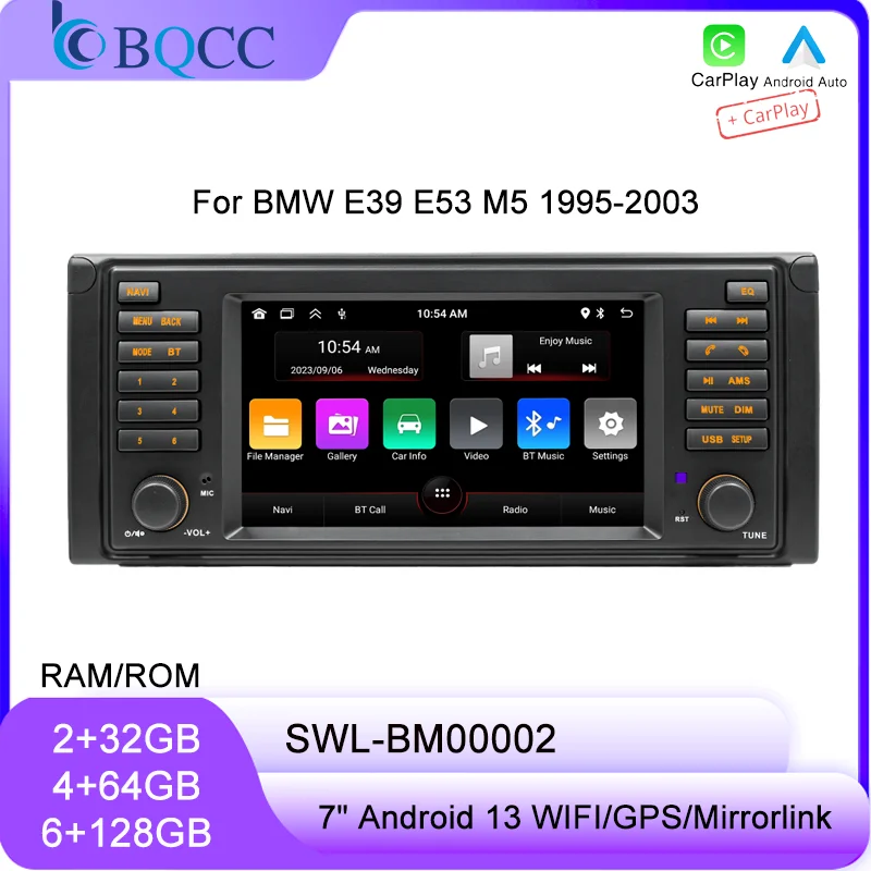 Bqcc für bmw e39 e53 m5 2012-2015 7 "auto player android 13 autoradio spiegellink drahtloses carplay wifi gps navigation auto stereo