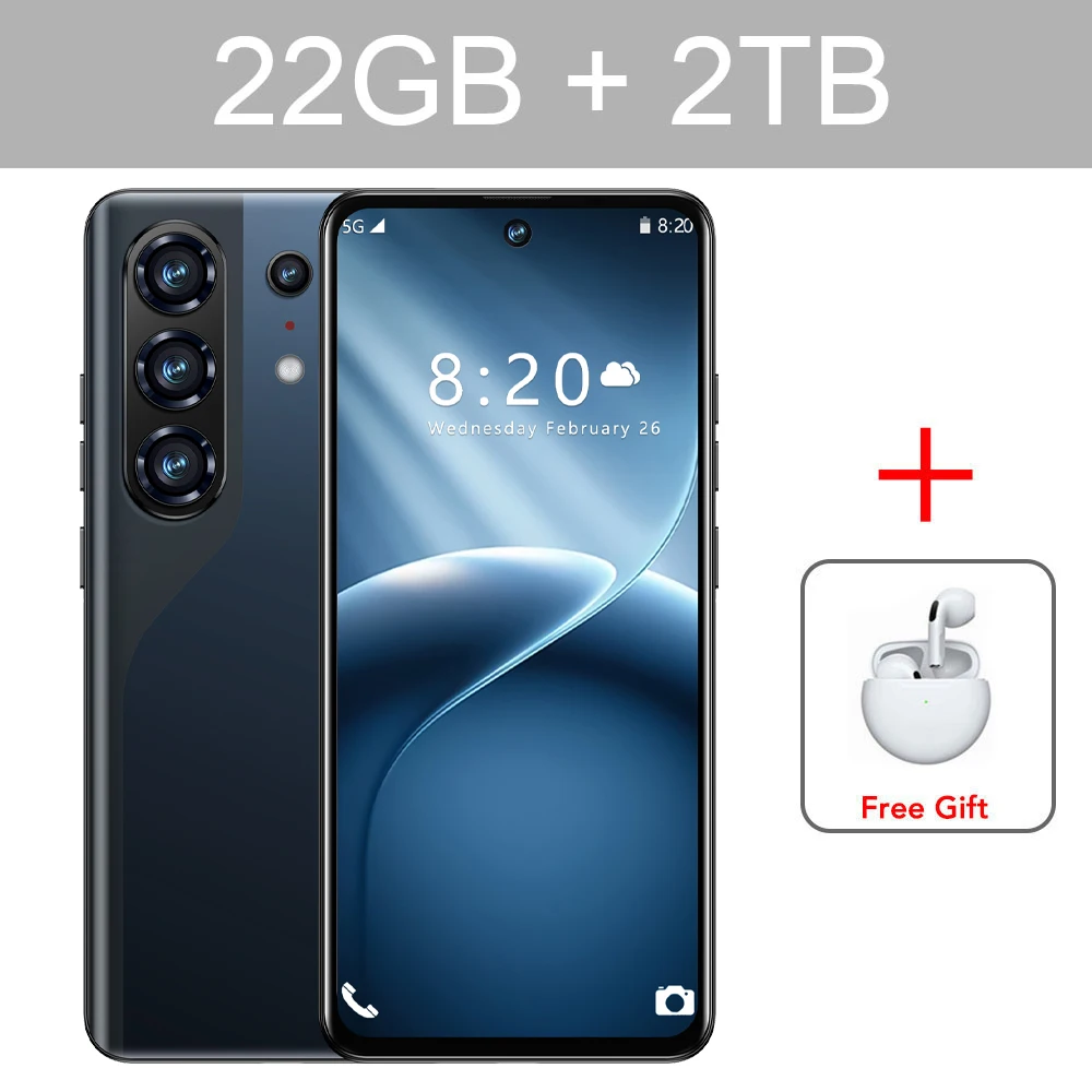 K-Touch Cheap C27 Ultra 8000mAh Cell Phone 7.3HD Mobile Phones 22G+2TB Smartphone 5G Dual SIM Android 15 16+48MP Camera Cellphones