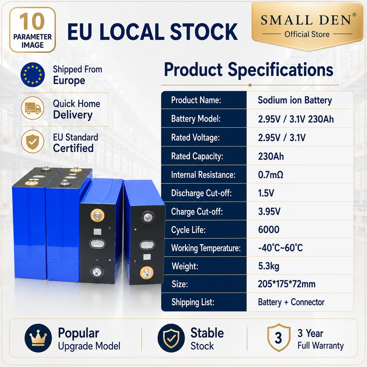 PROMOTION Batterie à Ions de Sodium 230Ah Entrepôt UE Livraison Rapide Sans Taxes Batterie de Stockage d'Énergie Rechargeable 3.1V Haute Capacité Batterie Solaire Alimentation de Secours pour VR et Caravane Pack de Batteries DIY 6000 Cycles