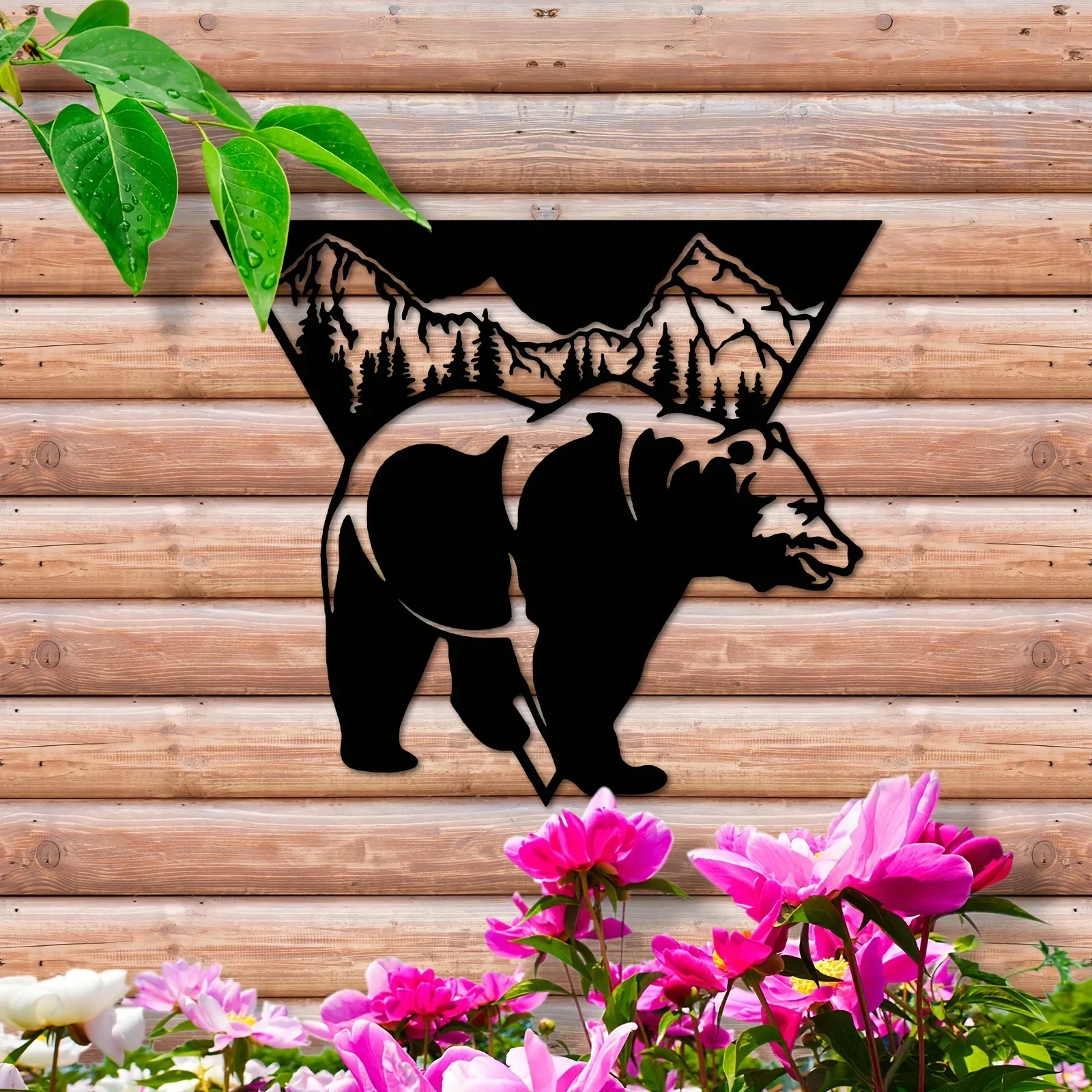 Metal Bear Home Decor Bear Wall Art Decorations Wall Sculptures Sticker Wall Mount Metal Lscape Art Decor Home Decoration