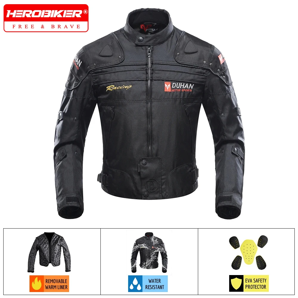 DUHAN Motorcycle Jacket Pants Suit Waterproof Racing Jacket Protective Motocross Lining Four Seasons Motorcycle Jacket Men