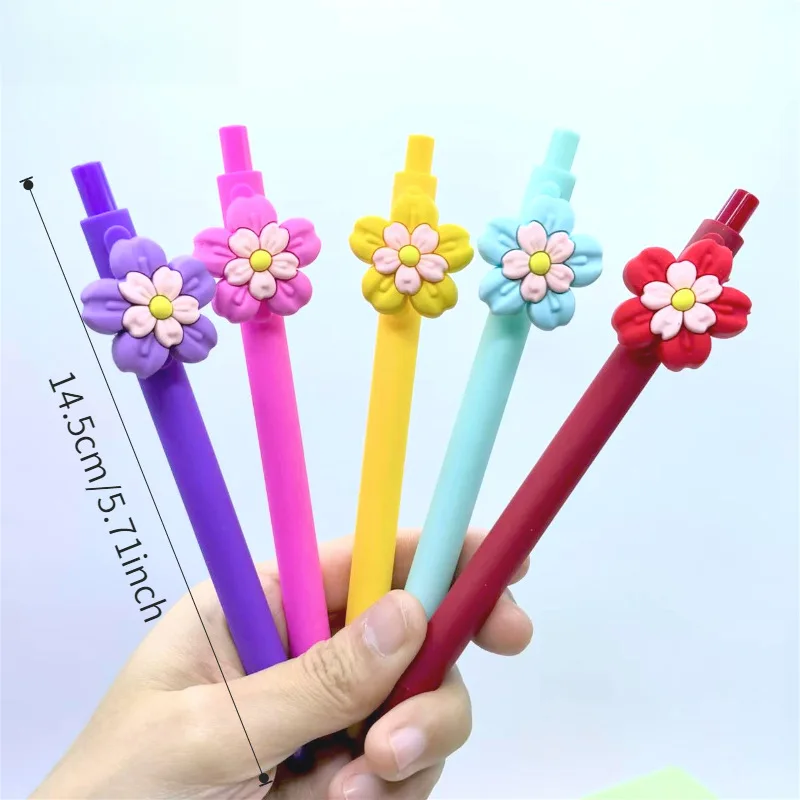 جديد جديد 3D زهرة سلسلة قلم محايد اللون لينة فيلم زهرة على شكل قلم حبر جاف الإبداعية هدية القلم مناسبة للاستخدام المكتبي #2