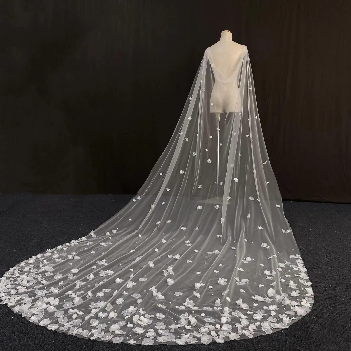 حجاب زفاف رشيق للنساء طبقة واحدة مزين بالدانتيل حافة حجاب مصلى العروس كومبليمنتوس فيلو دي نوفيا مخصص #3