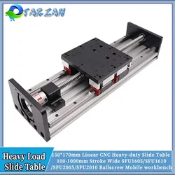 150mm Wide Heavy Duty Linear Ballscrew Sliding Table Linear Stage SFU1605/2005 HGR20 Double Guide Rail 4PCS HGR20 Z Axis For CNC