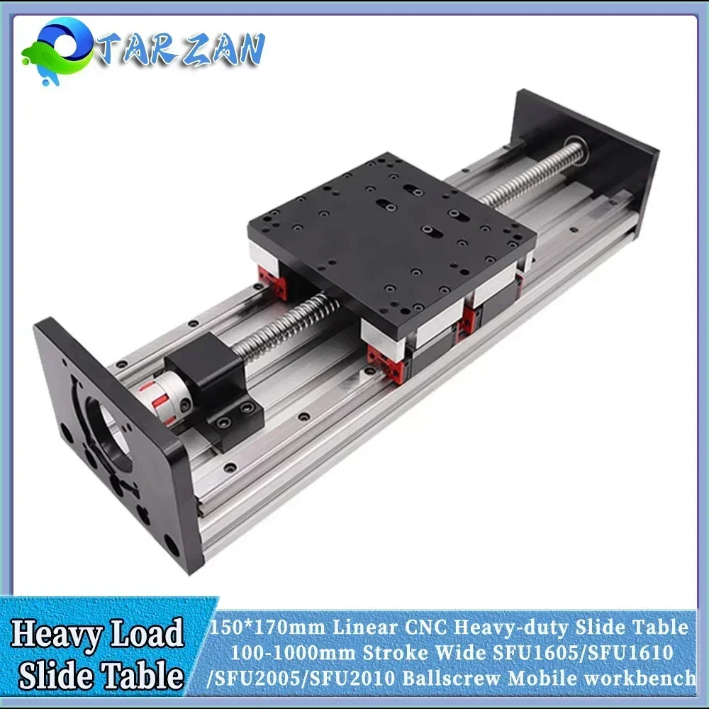 150mm Wide Heavy Duty Linear Ballscrew Sliding Table Linear Stage SFU1605/2005 HGR20 Double Guide Rail 4PCS HGR20 Z Axis For CNC