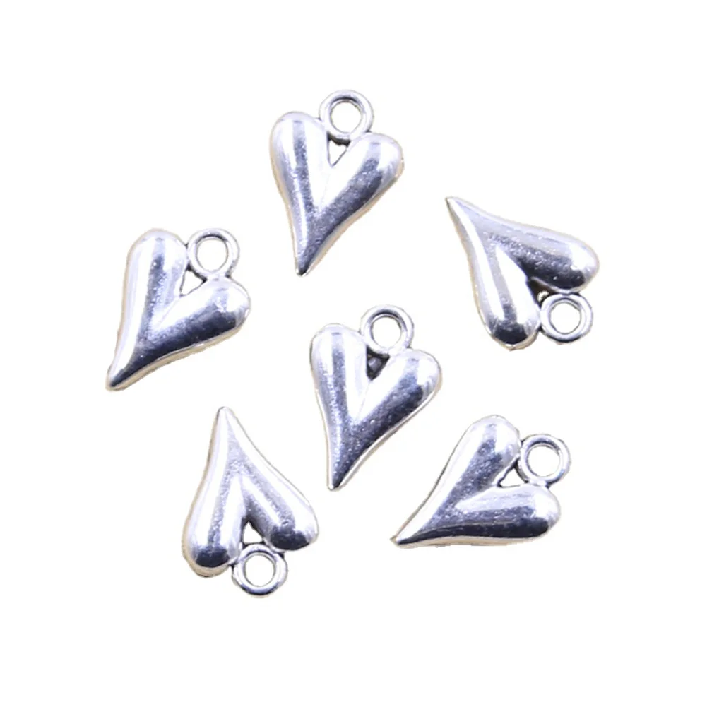 12pcs Charms Lovely Heart 16x11mm Antique Silver Color Pendants Making DIY Handmade Tibetan Finding Jewelry