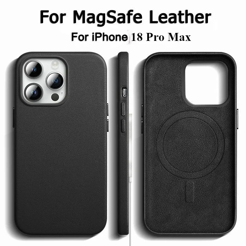 Luxuriöses Original-Leder für MagSafe Hülle für iPhone 18 17 13 14 15 16 Pro Max Magnetische Kabellose Ladehülle Schutzhülle