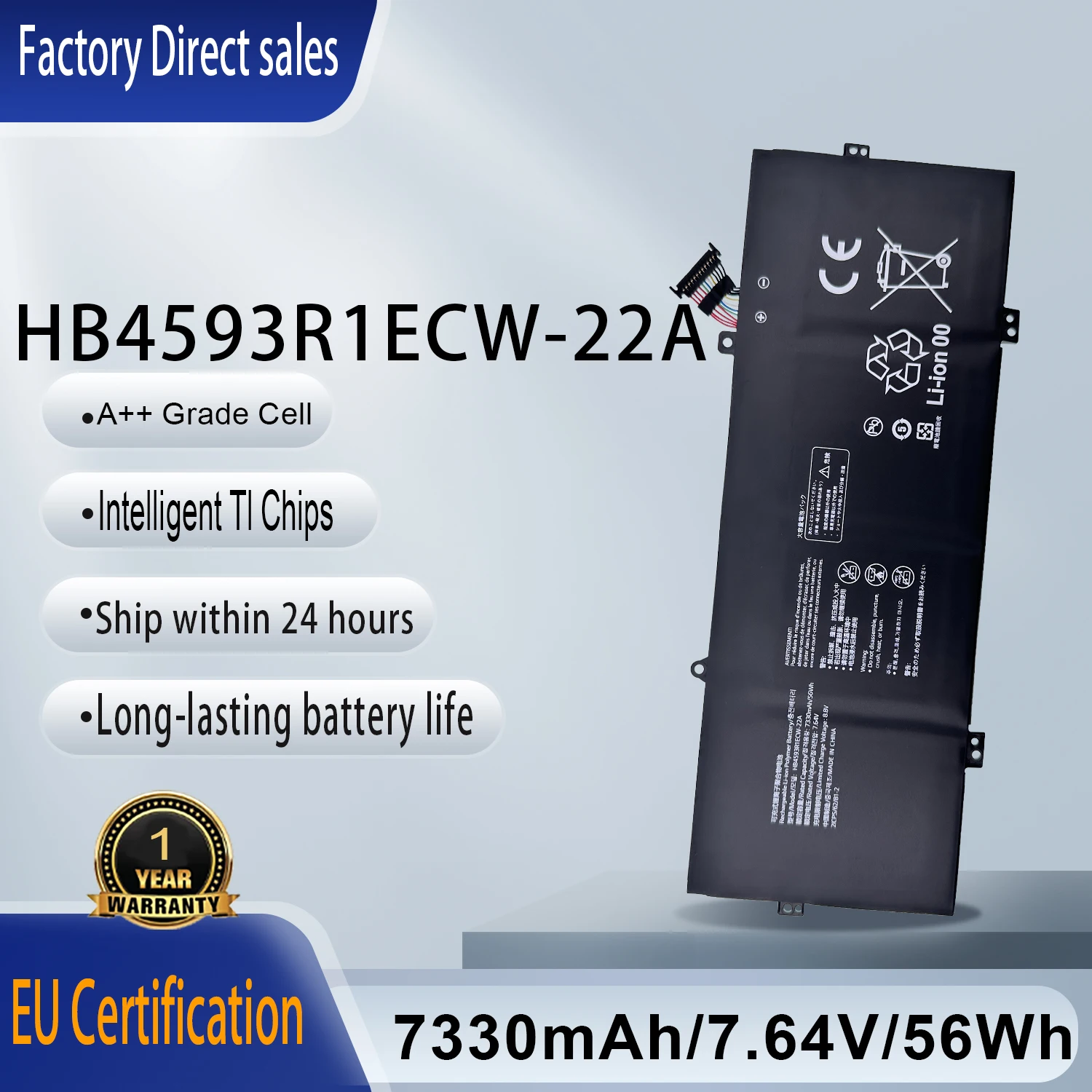 New HB4593R1ECW-22B HB4593R1ECW-22A 7.64V Laptop Battery For Huawei MateBook 14 2020 X Pro 2021 MACHD-WFE9 WFH9B 2ICP5/62/81-2