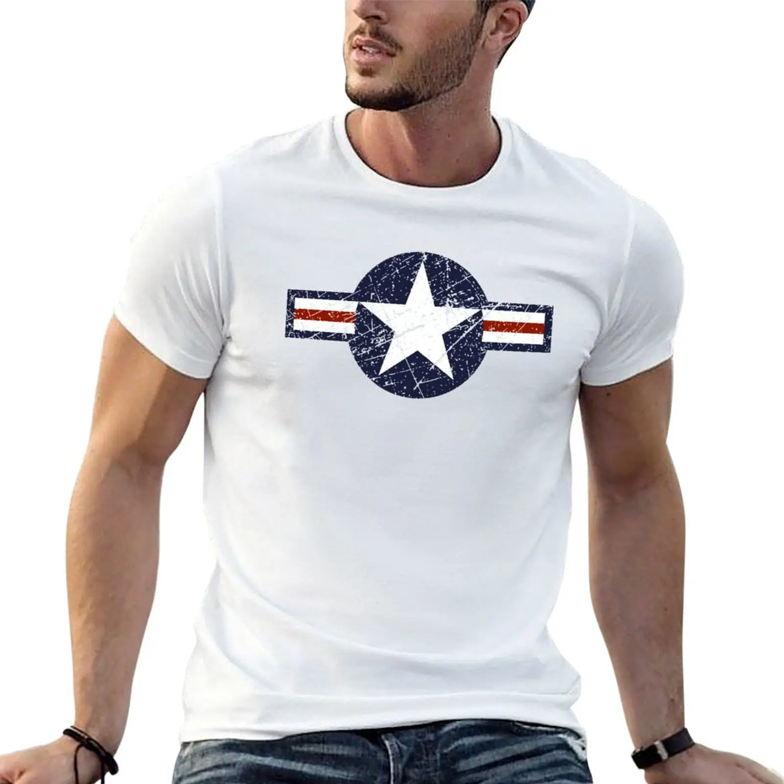 United States Roundel Vintage T-Shirt Daily Work Short Sleeve Top