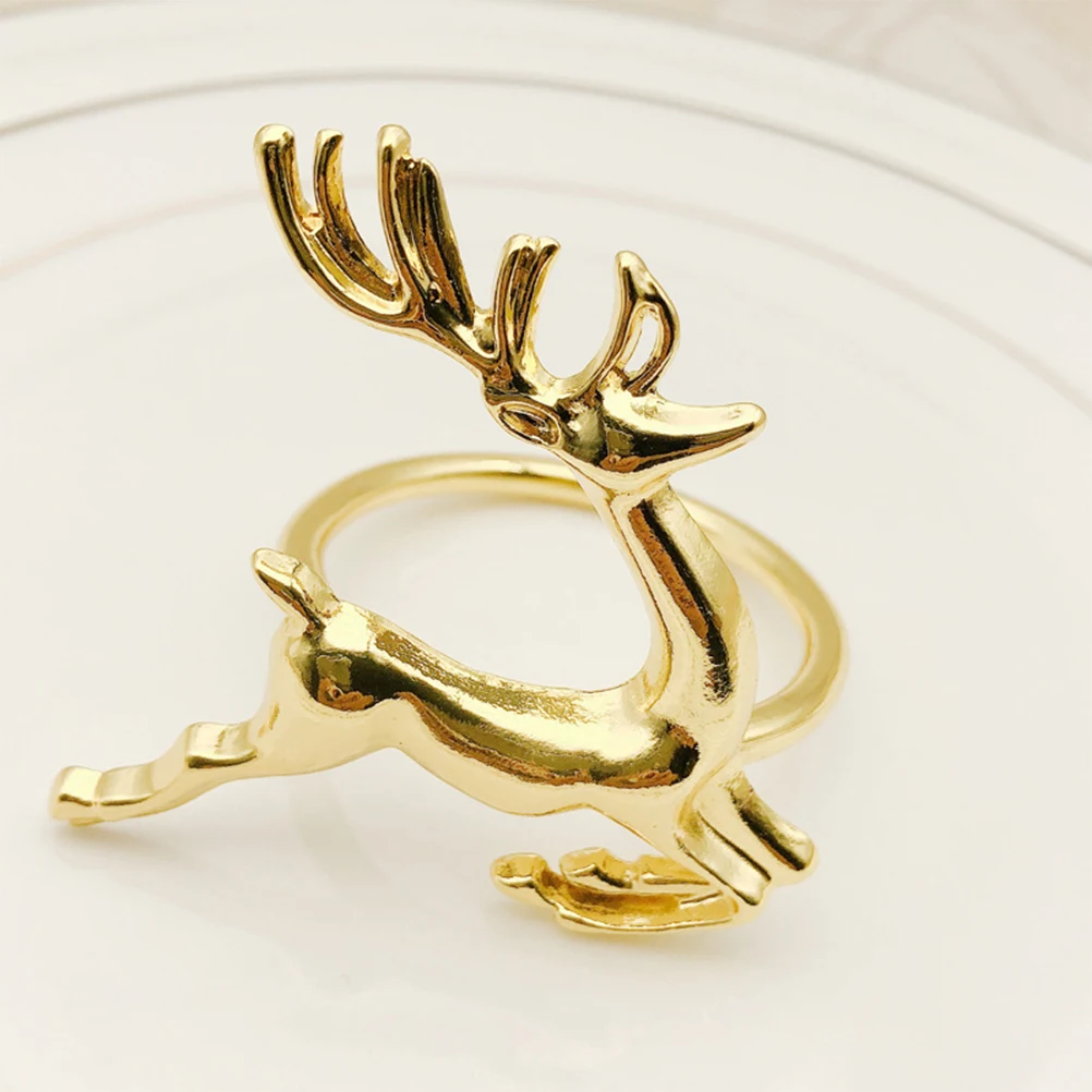 

4 Pcs Ring Elk Napkin Buckle Rings Christmas Serviette Buckles Creative Wreath Elegant Holder Golden Party Supplies