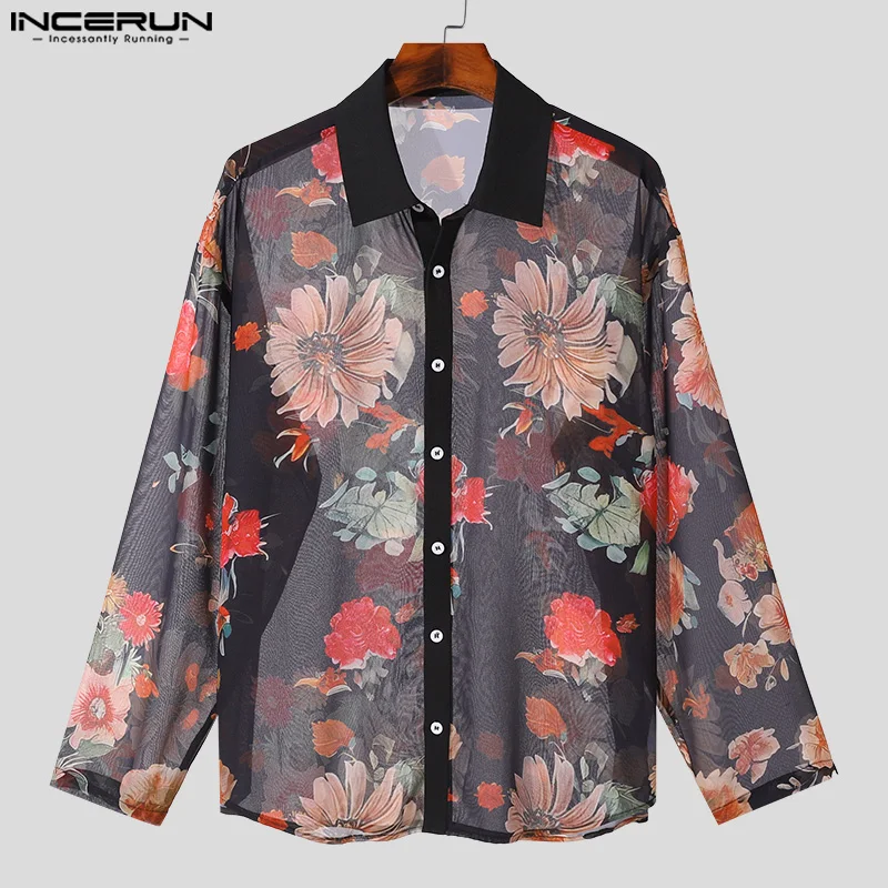 Incerun-camisa estampada de manga comprida masculina, streetwear casual, blusa fina com todos os jogos, tops elegantes sexy, estilo americano, S-5XL, 2024