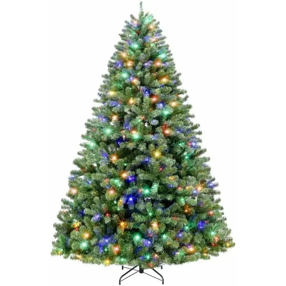 

9 ft Pre-lit Christmas Tree with 600 Color Changing LED Lights, 2100 Branch Tips, Metal Stand and Hinged Branches,10 Color Modes