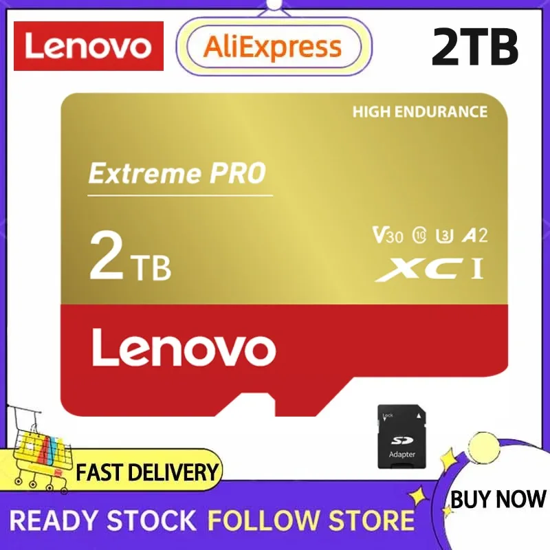 Lenovo 100% scheda Flash di memoria originale 2TB Micro Tf SD Card 512GB 256GB 128GB normale Full Size scrittura ad alta velocità scheda Flash SD/TF