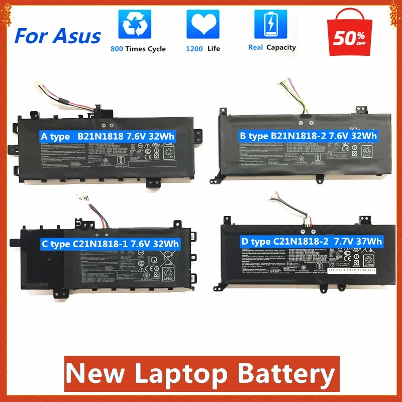 

C21N1818 B21N1818 Laptop Battery for Asus VivoBook Pro 14 15 X412 A412 X512 X509 X409 F509 F409 V4000F V5000F U4100U Y5100U