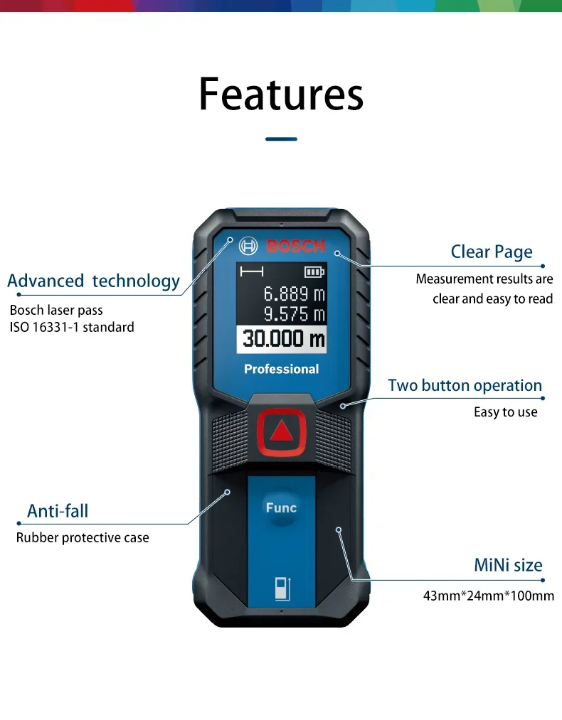 BOSCH New 30-meter Rangefinder GLM 30-23 Infrared Laser Measuring Distance 30M Electronic Ruler