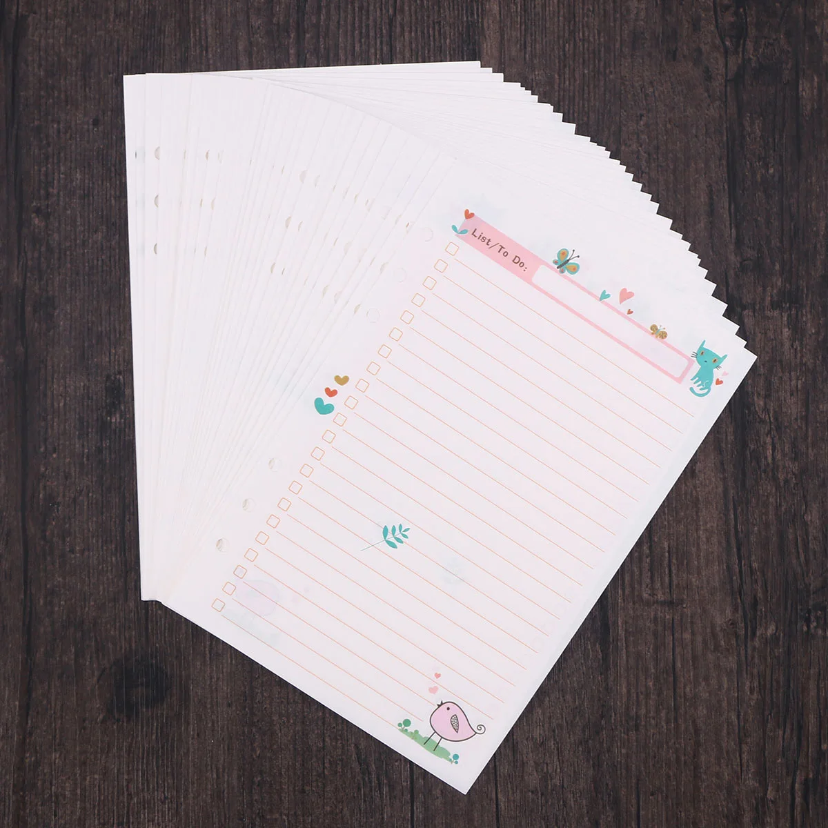 

2Pcs Planner Paper Refills Colorful A5 Size 6 Holes Loose Leaf Paper for Spiral Notebook Notepad Daily Travel Office Use