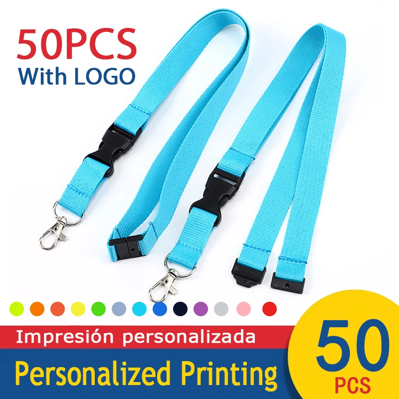 

50 Pcs/lot Customized Separable Safety Lanyard Full Color Personal Printing Neck Rope With Logo Name Keychain For ID Name Card