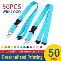 Cordón de seguridad Separable personalizado, cordón de cuello de impresión Personal a todo Color con logotipo, llavero de nombre para tarjeta de identificación, 50 Uds./lote