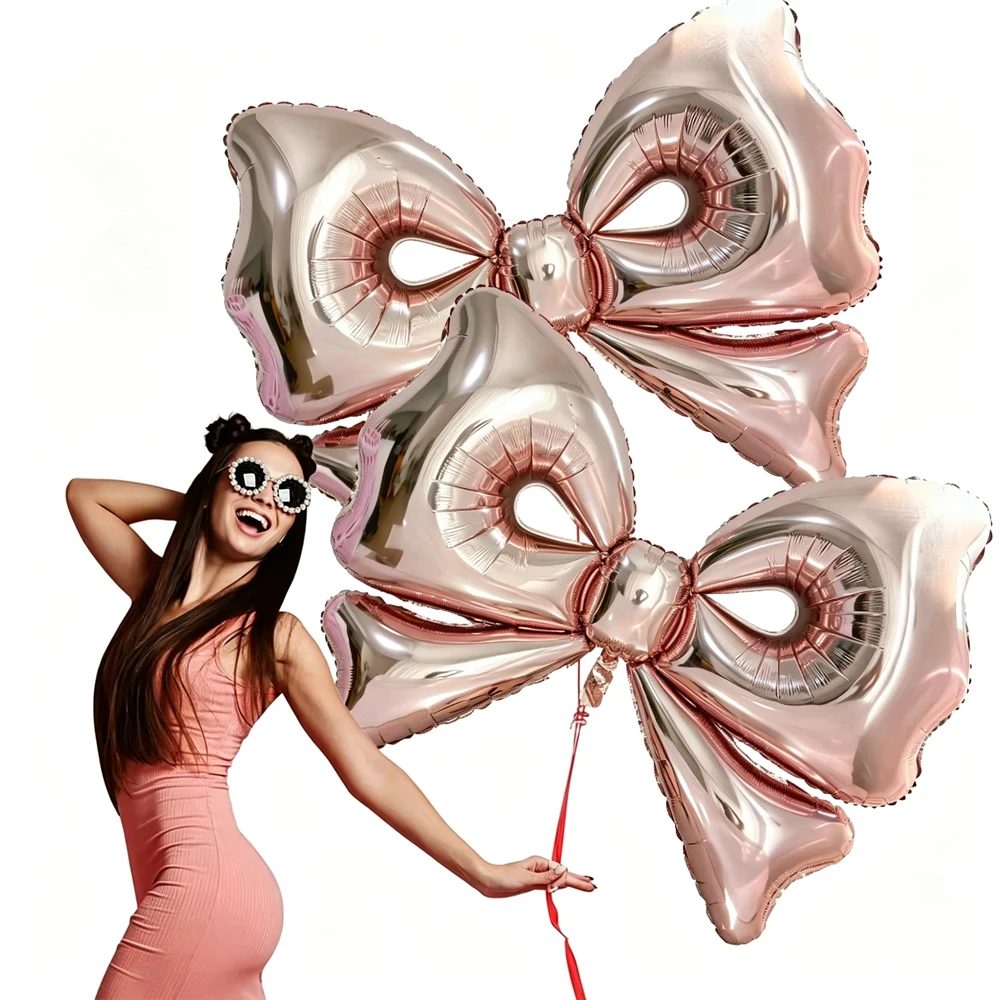 50 Zoll Roségold Schleife Luftballons Schleife Party Dekor Riesiger Folienballon für Mädchen Kokette Geburtstag Babyparty Braut Hochzeit Dekore – Detail 1