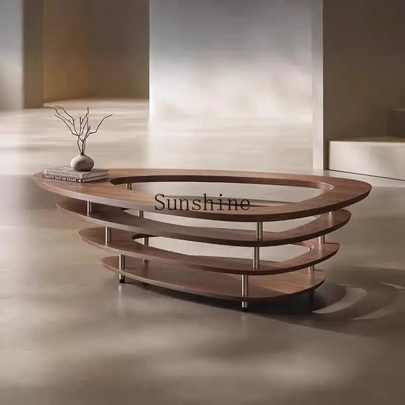 

Medieval style special-shaped creative sailing coffee table high-end living room walnut coffee table