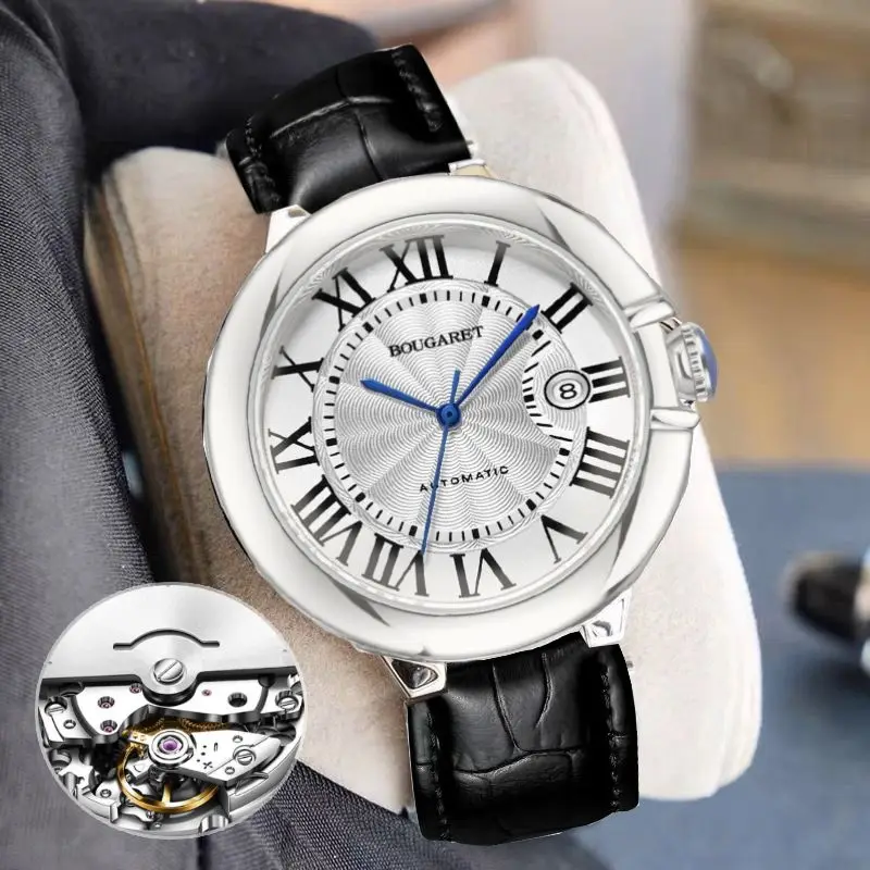 LEOCYLIN business Automatic mechanical watch classic Fashion for men steel Wristwatches Original factory Relogio Masculino