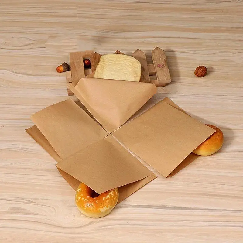 100 PCS Greaseproof Paper Bags Food Safe Oil Resistant Disposable Pouches for Bakery Cookie Snack Takeout Storage