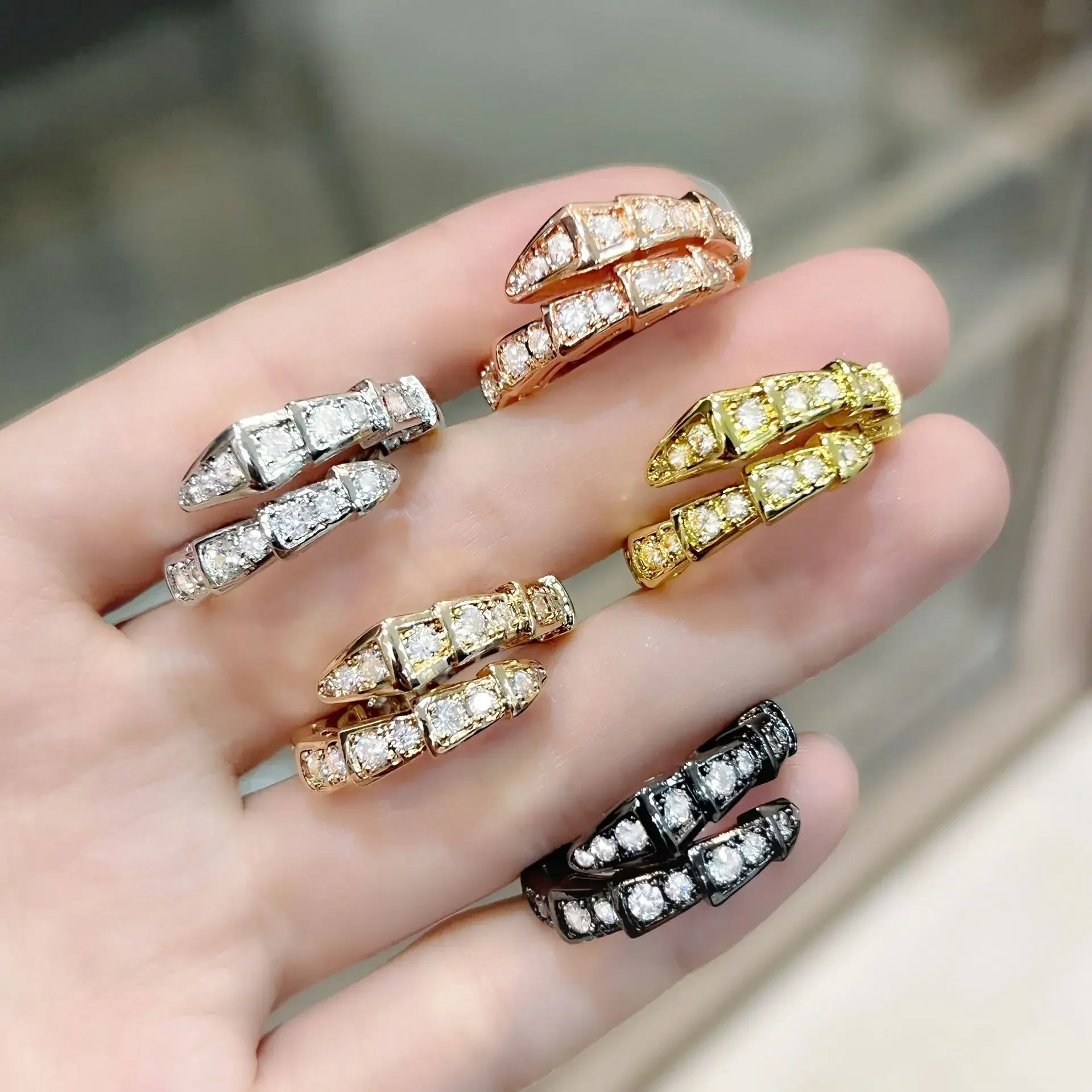

925 Silver Moissamite Style Snake Bone Full Diamond Bone Ring for Women 2025 Trend Platinum-plated Bamboo Bone Women's Jewelry