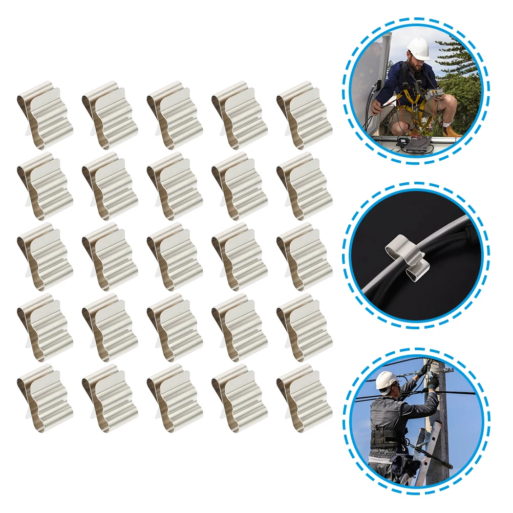 

60 Pcs Wire Solar Panel Clip Wiring Clamp Frame Stainless Steel Trailer Cable Clips Double Silver