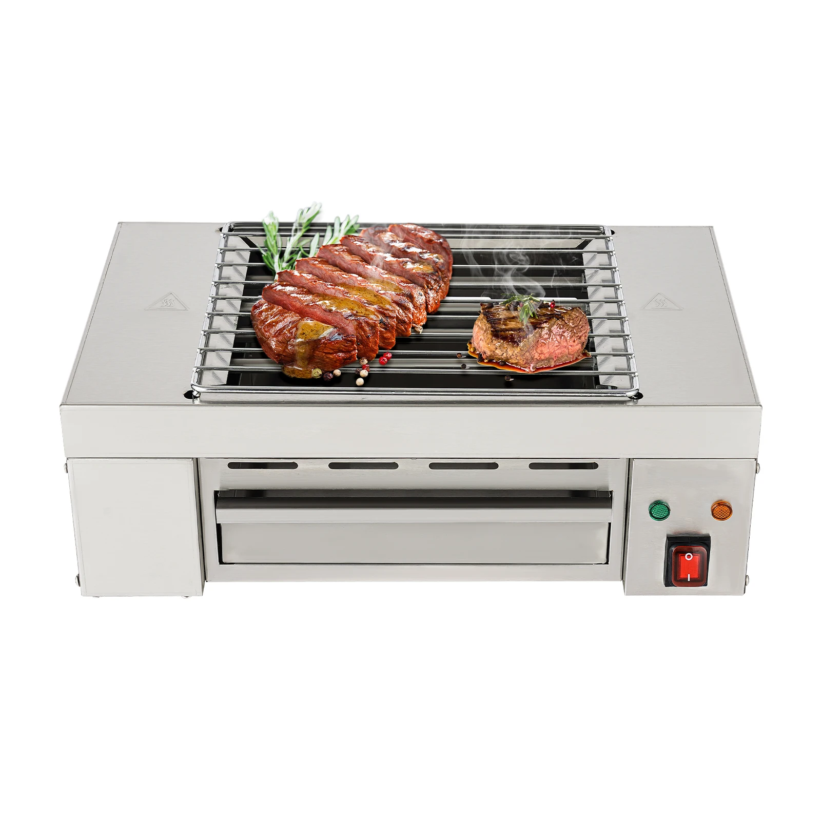 1500W Barbecue Electric Grill for Indoor Cooking with Adjustable Temperature and Non-Stick Surface