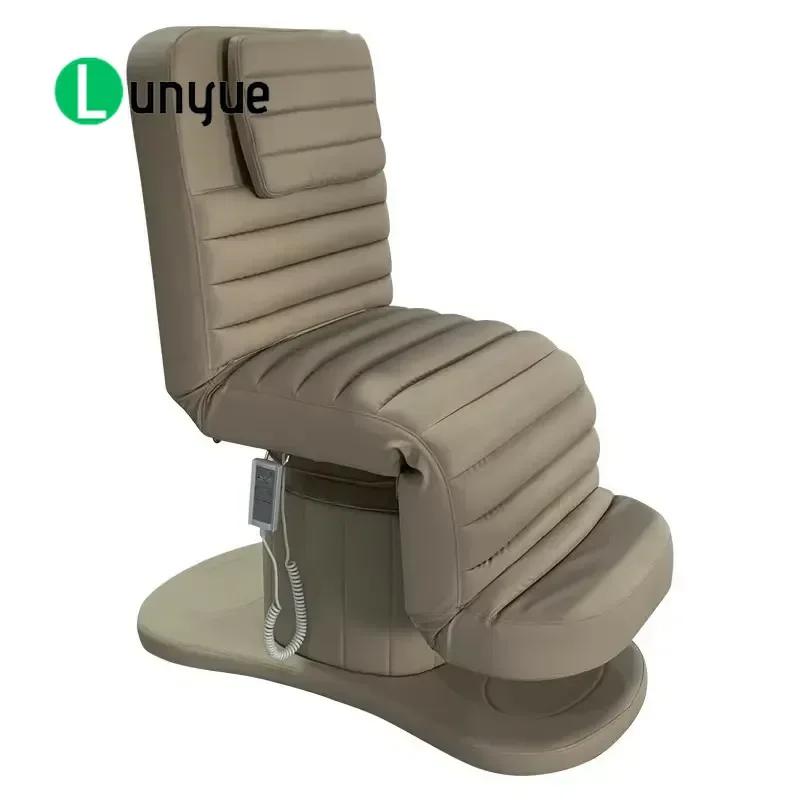 Luxury Cylindrical Base Electric Facial Bed Adjustable Curved Design for Spa Physiotherapy Beauty Treatment Eyelash