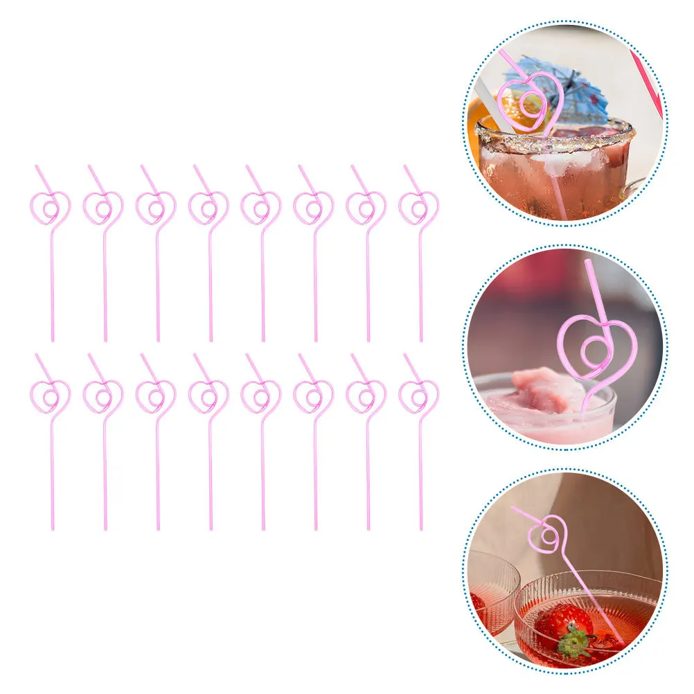 

25Pcs Heart Shape Straws Reusable Plastic Drinking Straws for Valentine Party Home Bar Coffee Cocktail Beverage Supplies